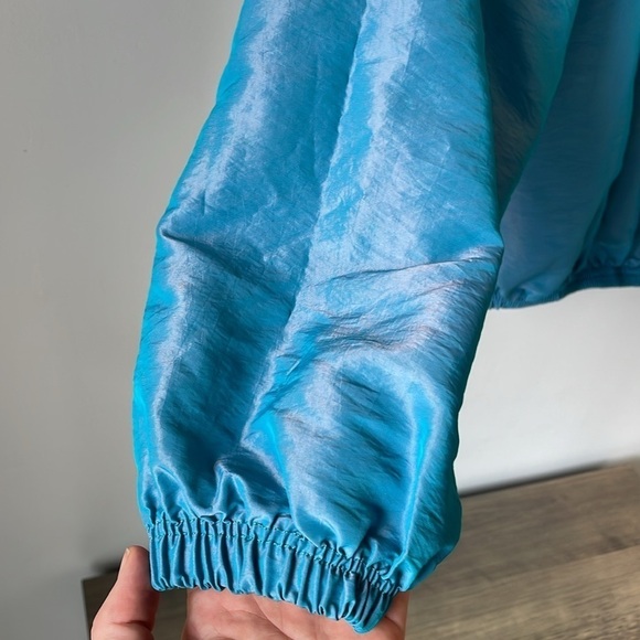 VINTAGE Mama Coco One Size Fits All shiny teal wind breaker EUC - Picture 3 of 5